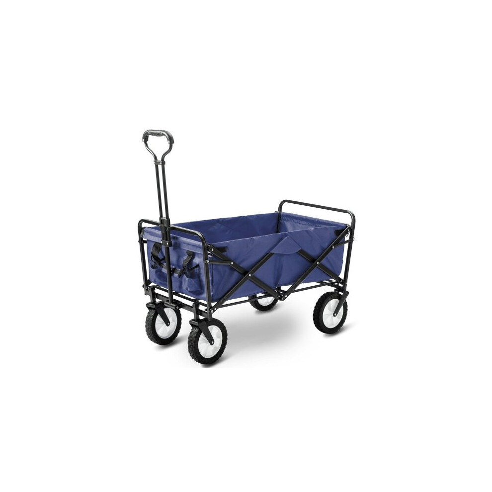 Garden Transport Cart Foldable Pull Wagon Hand Cart (Blue)