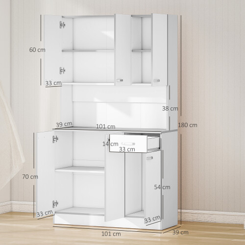 Homcom HOMCOM Freestanding Kitchen Cupboard, Storage Cabinet with Doors White 1
