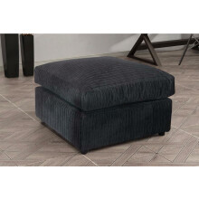 (Black) Milo Jumbo Cord Footstool/ Pouffe