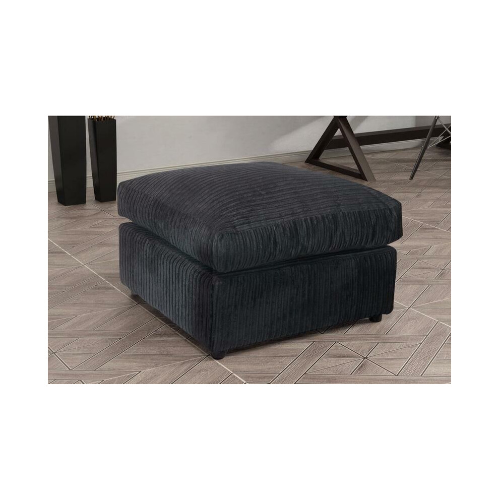 Snugg Furniture (Black) Milo Jumbo Cord Footstool/ Pouffe Black
