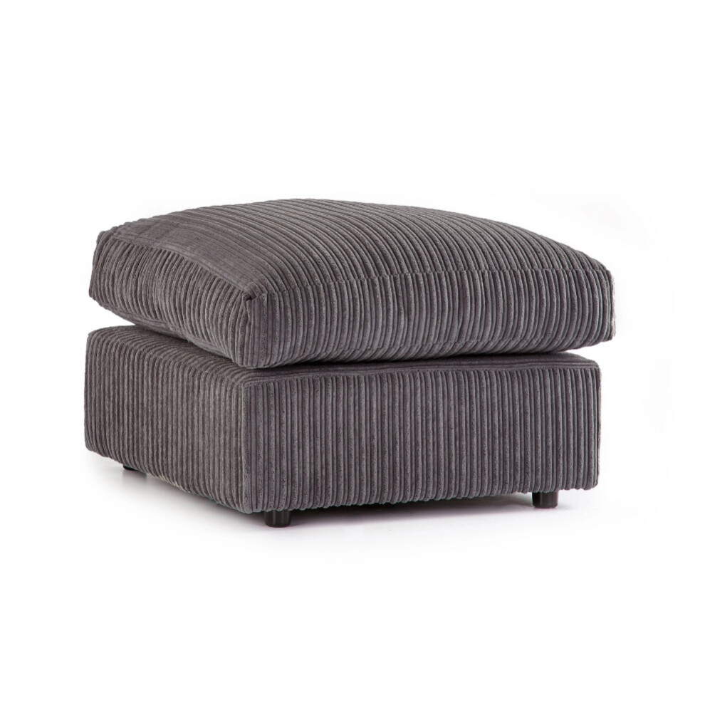(Grey) Milo Jumbo Cord Footstool/ Pouffe-image-OPC-PGV7PSS-NEW