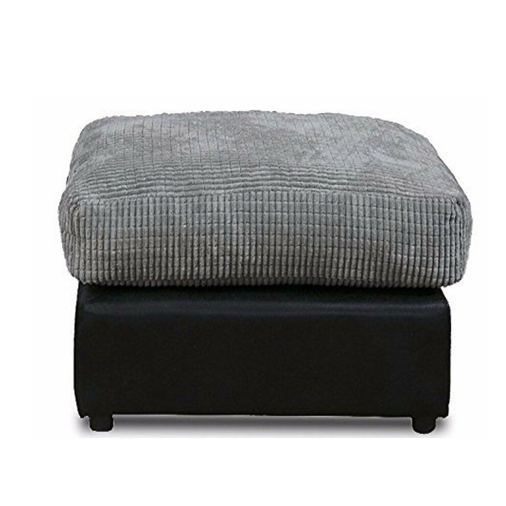 Snugg Furniture (Black & Grey) Milo Jumbo Cord Footstool/ Pouffe Black,Grey