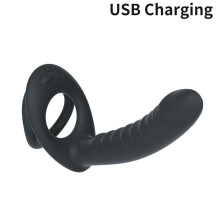(USB-opladen) Dubbele penetratie Strap-on anale vibrator voor koppels Dildo-vibrator Anusplug G-spot-vibrator