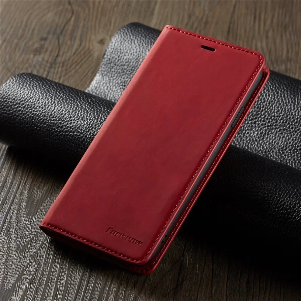 Photos - Case  Thin Suede Leather Wallet  for iPhone 11 12 13 14 15 16 Pro Max Mini(Red, iPhone 15)