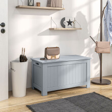 HOMCOM Large Storage Box Toy Chest Cabinet Unit Organizer with Safety Hinges - Grey, 20kg Capacity, 81x40x46 cm, 833-625GY