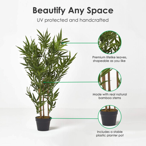 Homescapes Homescapes Green 3ft Bamboo Tree Artificial Plant with Pot, 95 cm 1