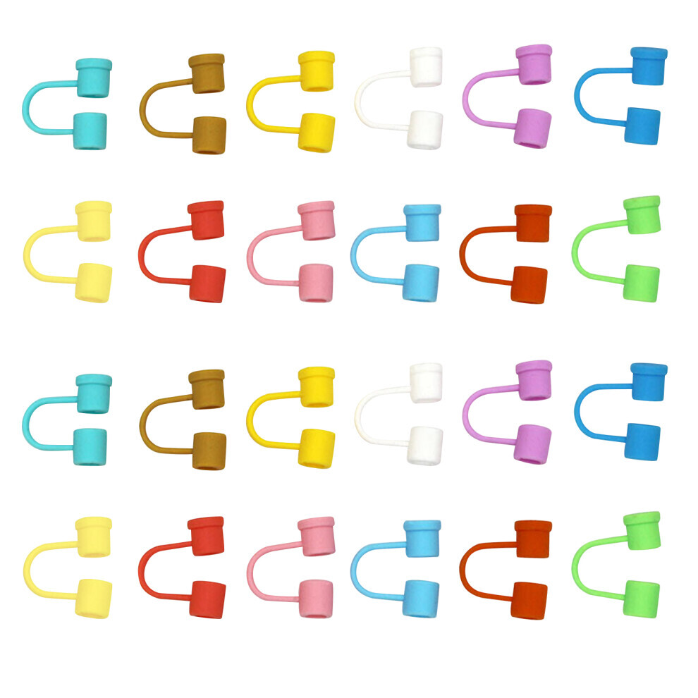 24 couvre-embouts de paille multicolores en silicone, 8 mm