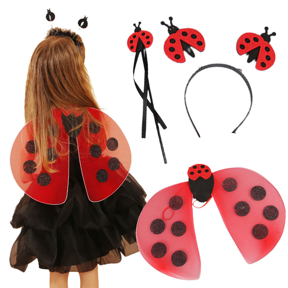 Ensemble de costumes de fée coccinelle pour enfants – Kit d'habillage 4 pièces