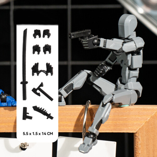 (Gris) T13 Action Figure Set Tool 3D imprimé multi-articulé mobile Robot poupée Anti-stress assemblage