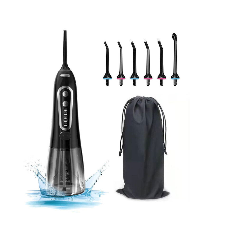 (Noir Plus sac) irrigateur Oral Portable USB Flosser d'eau Rechargeable Jet d'eau dentaire Portable