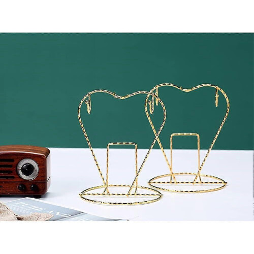 Heart Cup Holder Set - Stainless Steel Mug Display Stand 2