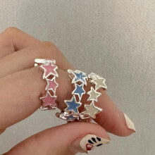 Bagues tendance en émail coloré avec étoiles pour femmes et filles, jolies et tendance, idéales comme