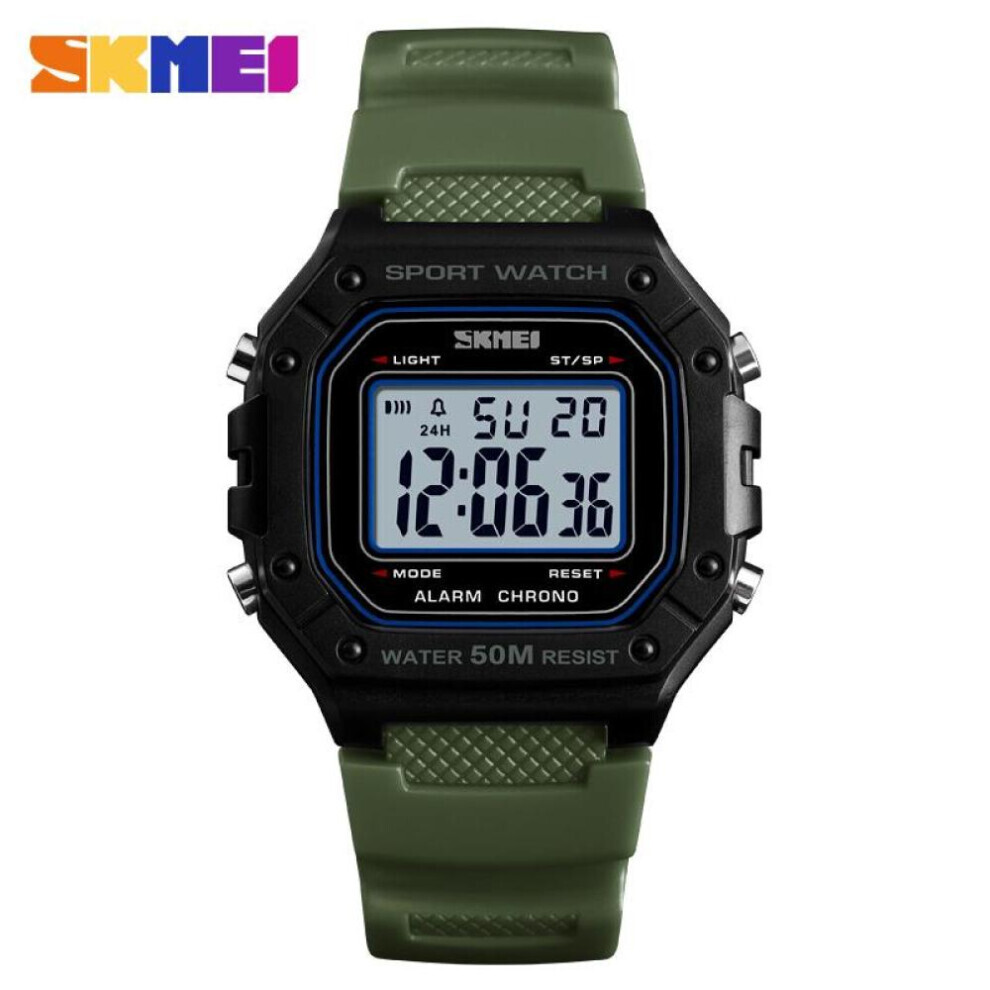 (Vert) SKMEI Mode Militaire Hommes Montre Numérique Montre de Sport en Plein Air 5 Bar Étanche Réveil