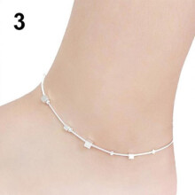 (Silber - Einheitsgröße) 1 Stück schlichtes Design Damen Stern Herz Perlen Armband Sandale Fußkettchen