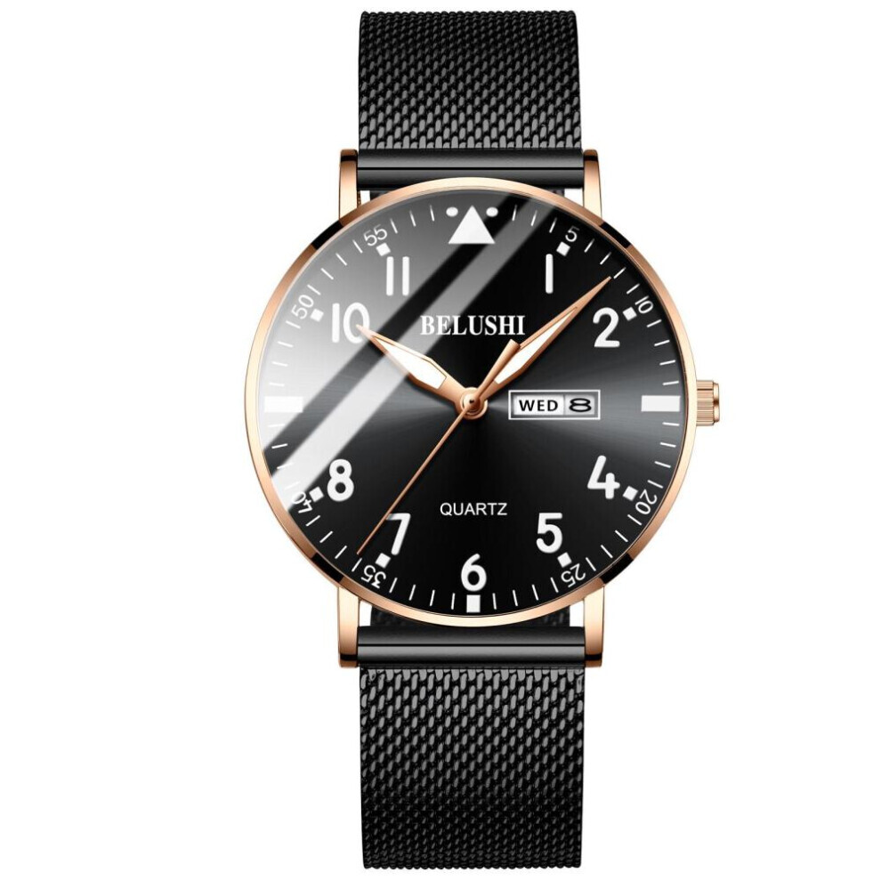 (Rose, Noir) Nouveau bracelet tendance ultra fin pour homme, marque de luxe, décontracté, en maille