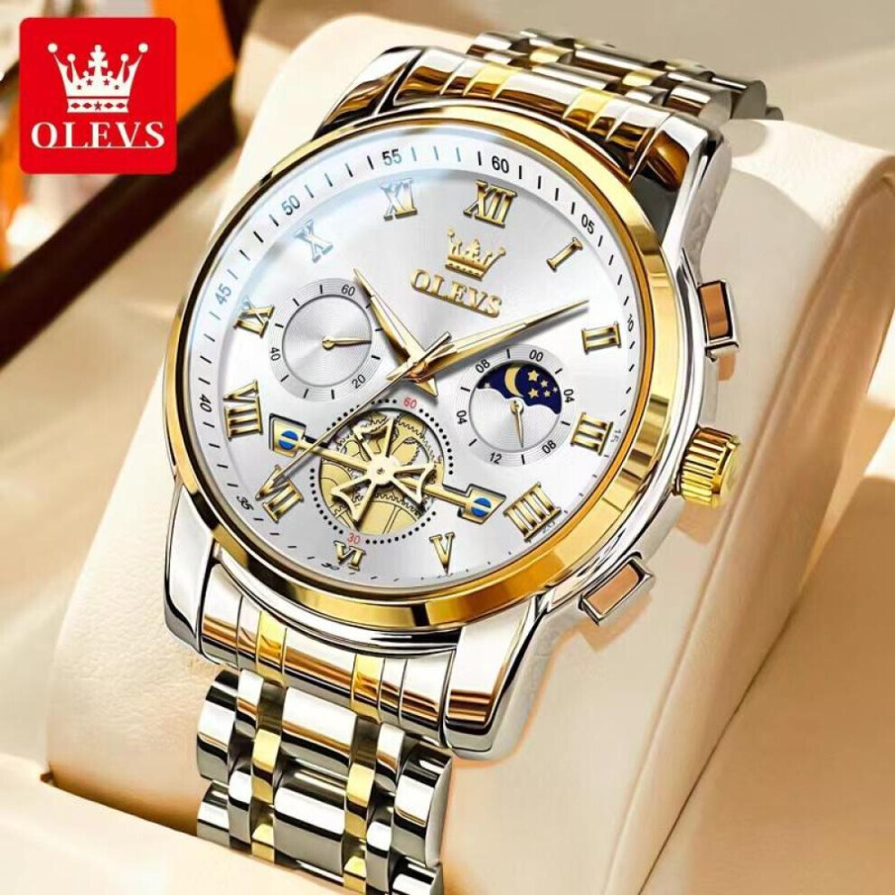 (comme sur la photo 3) Olevs 2859 avec coffret cadeau, montre à quartz multifonctionnelle, étanche,