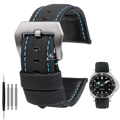 (Μαύρο Μπλε Ασημί 26mm) 22mm 24mm 26mm Nylon Texture Δερμάτινο λουράκι ρολογιού