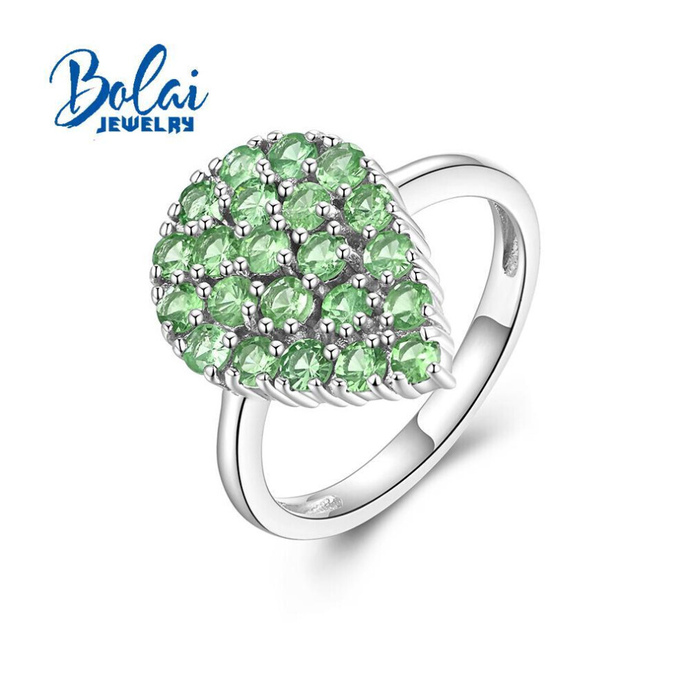 (vert - TAILLE DE BAGUE US 8#) Bague en grenat tsavorite vert naturel en argent sterling 925, plus exquise