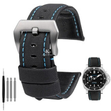 (Svart Blå Silver 22 mm) 22 mm 24 mm 26 mm Nylon Texture Läderarmband för Panerai Pam01661 441 Marina