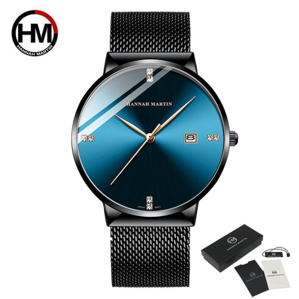 (bleu) Montres à quartz pour homme Hannah Martin, bracelet de luxe, montres pour homme, grandes marques