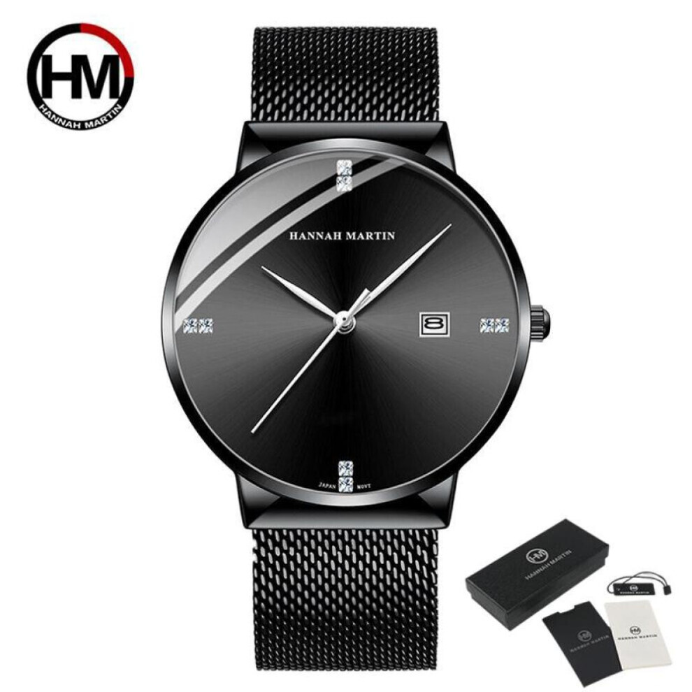 Montres à quartz Hannah Martin pour homme (noires), bracelet de luxe, montres pour homme, grandes marques,