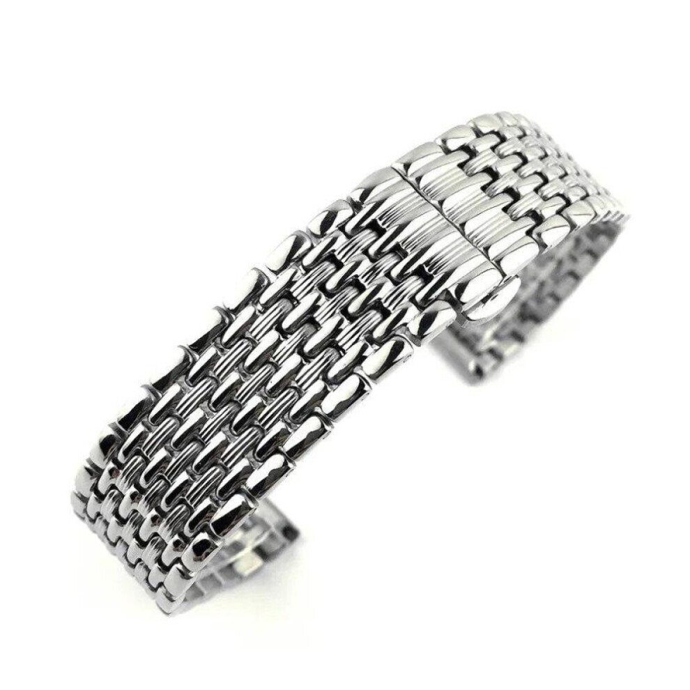 Bracelet de montre à boucle papillon (argent 18 mm) 12/13/14/16/18/20/22 mm en acier inoxydable