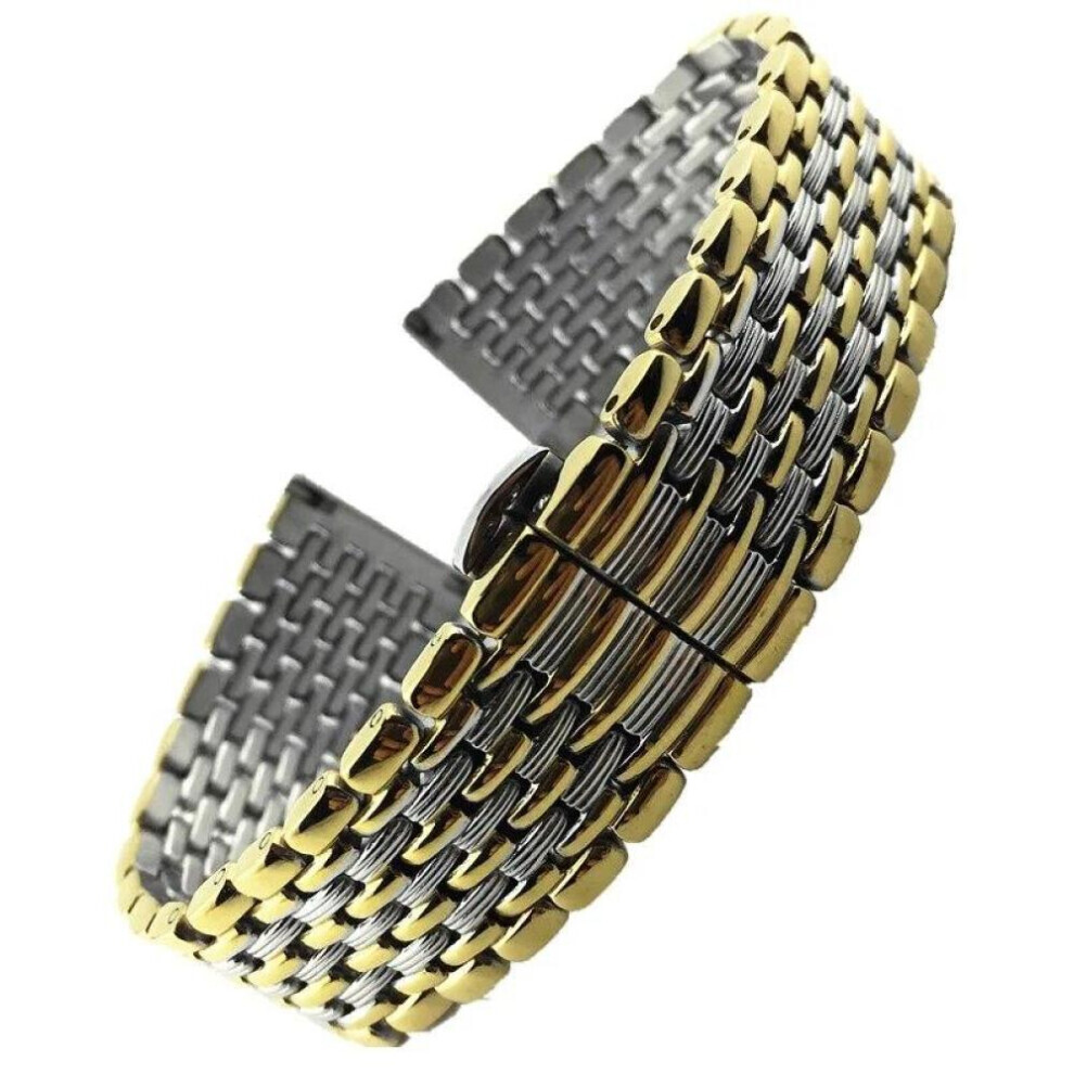 Bracelet de montre à boucle papillon (or moyen 16 mm) 12/13/14/16/18/20/22 mm, bracelet en acier inoxydable