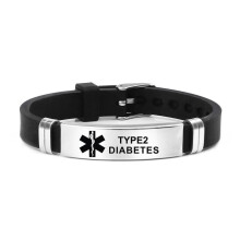 (TYYPIN 2 DIABETES) Tyypin 1 Diabetes Medical Alert ID Rannekorut miehille, naiset, lapset, säädettävä silikoni