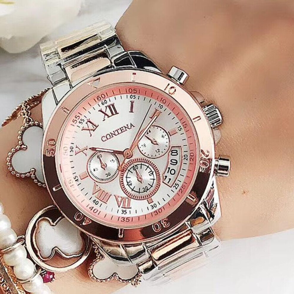 (Or rose) 1 pièce montres bijoux de luxe pour femmes, bracelets en acier à la mode et créatifs, pour