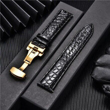 (Som bilden - 20 mm) Crocodile Pattern Luxury Design Läderarmband med automatisk