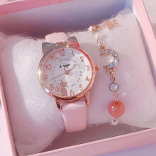 (Rosa -13–15 cm) 2021 Korea Mädchenuhren leuchtende Uhren Student Mädchen Geschenk niedliche Uhr leuchtende