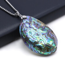 (wie abgebildet - 1 Stück/40 x 60 mm) 1 Stück natürliche Abalone-Muschel-Halsketten-Anhänger, ovale