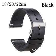 (svart -22mm) klockarmband, klockarmband i kohud, klockarmband i läder, oljevaxläder,