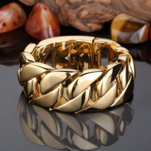 (Gold -24 cm) 31 mm 316L Edelstahl Curb Cuban Armband Riesige schwere Gliederkette Schmuck Herren Jungen