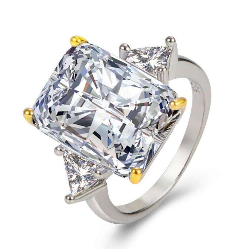(Blanc - Ouverture réglable) Bague rectangulaire en diamant bicolore, haute teneur en carbone, 10 g,