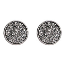 (grau) Ausgefallener Schmuck-Ohrstecker, dekorativer, bunter, runder Edelstahl-Kristallstein-Ohrstecker