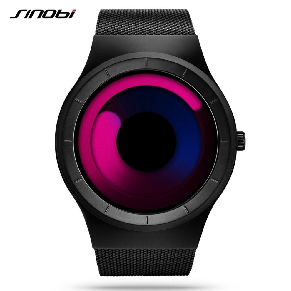 (violet, noir) Montre Sinobi Unique Vortex Concept pour homme en acier inoxydable 316L de haute qualité,