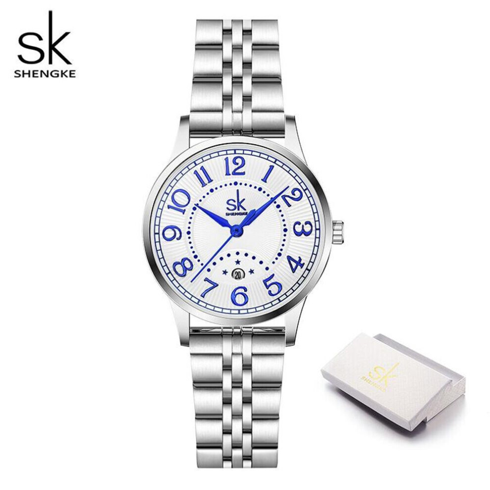 (Argent) Shengke Montre Femme Marque de Mode Montre-Bracelet Femme SK Montre Femme Étanche Date Cadeau