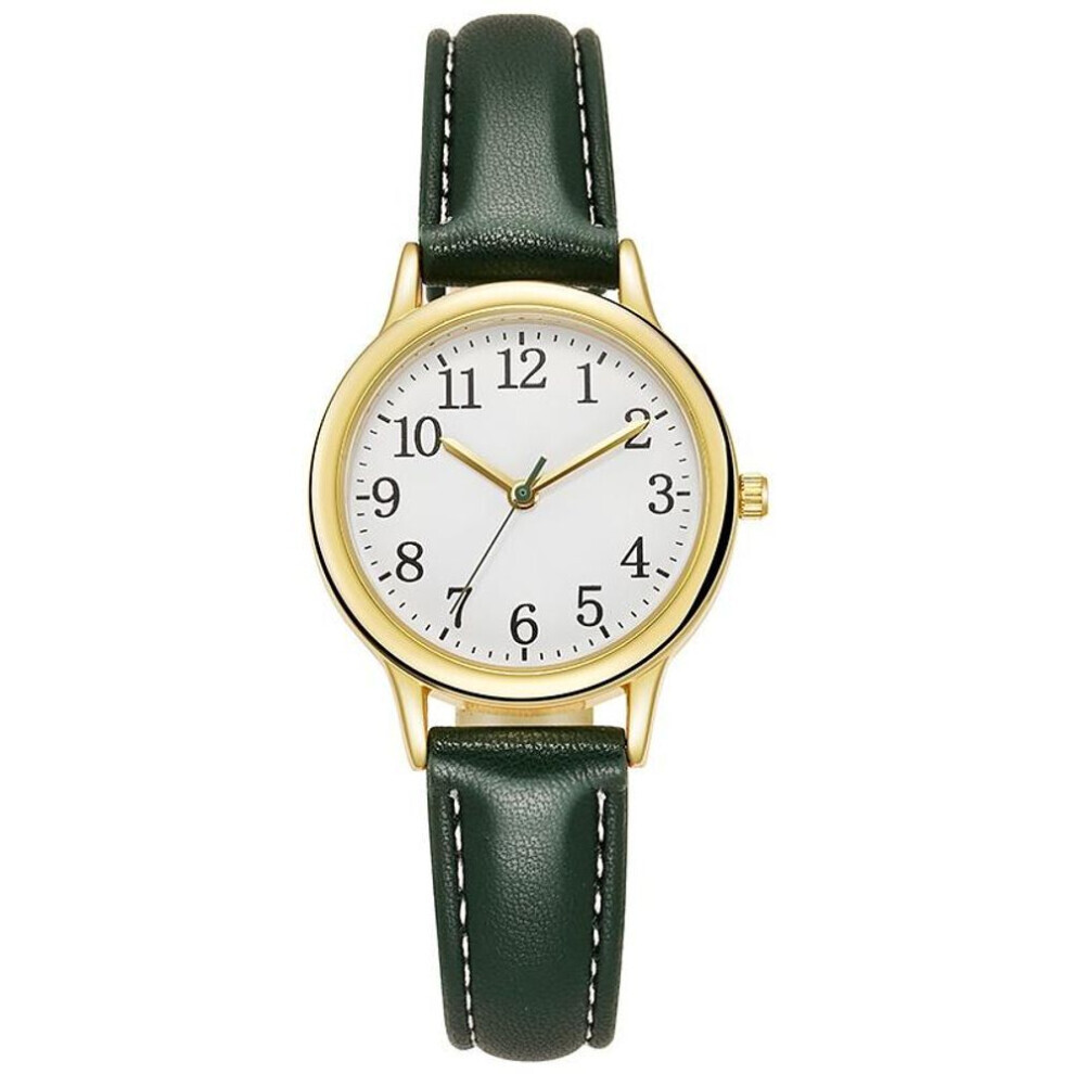 Montre femme (verte) / Montre à quartz élégante avec bracelet en cuir / Loisirs / Mode / Montre / Cadeau