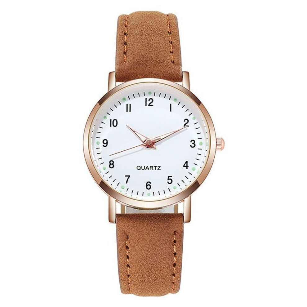 Montres à quartz de luxe pour femmes (marron) avec aiguilles lumineuses, montres-bracelets à quartz