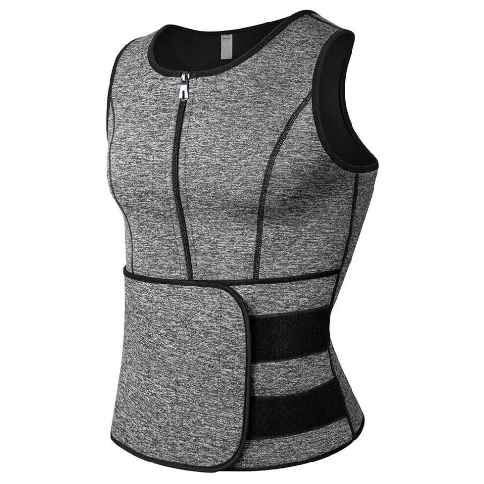 (Gris - L) Gilet de sudation en néoprène pour homme, pour perte de poids, entraînement à la taille,
