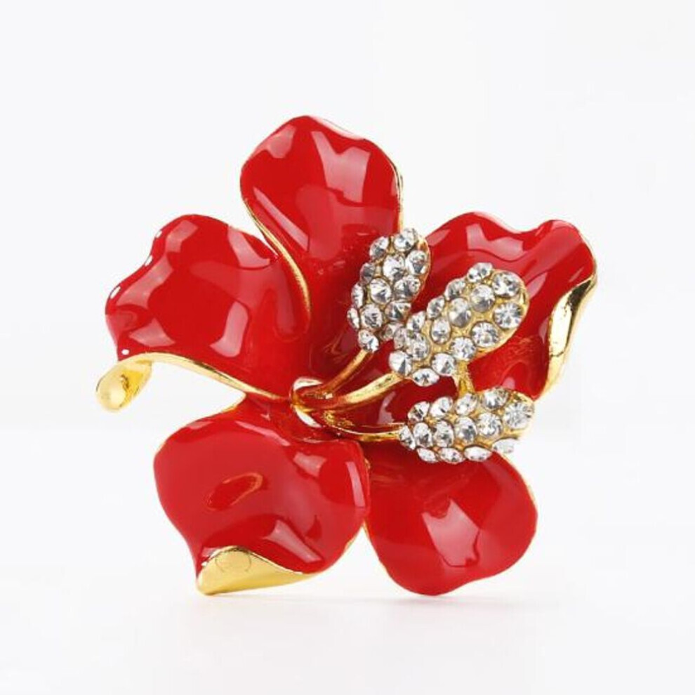 Broche foulard en cristal strass fleur de lys (rouge) pour femme, bijoux élégants, cadeau