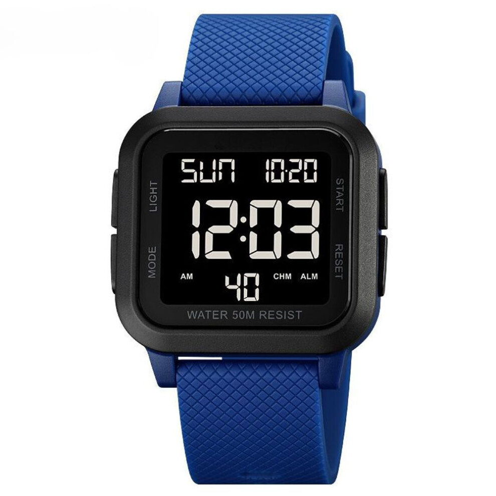 Montre de sport numérique (noire, bleue), montres tendance pour homme, chronographe LED, date, compte