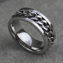 (8) Punk-Herren-Damen-Kette mit eingelegtem Fingerring-Schmuckanhänger