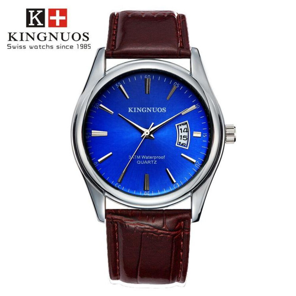Montre-bracelet à quartz décontractée pour homme (marron, bleu) 2024, marque de luxe, étanche, avec
