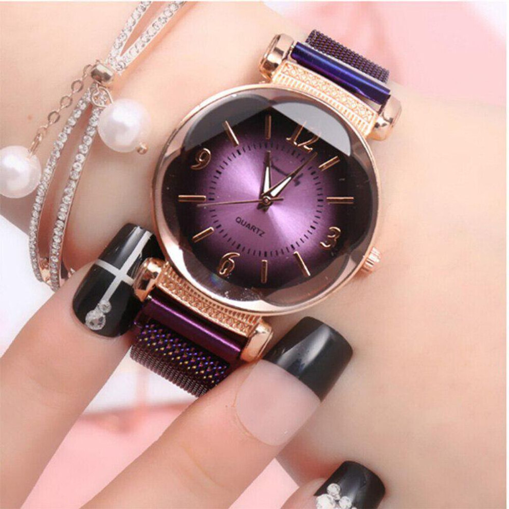 (Violet) Montre Femme Mode Wild Nouvelle Montre Milan Boucle Magnétique Luxe Mode Montre Femme avec