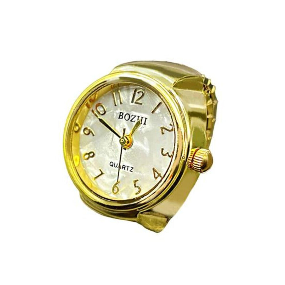 (C) Montres à bague pour hommes et femmes, montres à doigt élastique, cadran rond transparent, montres