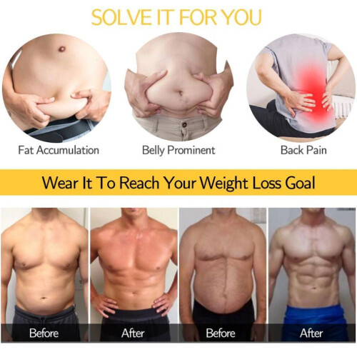 (Μαύρο -S) Ανδρικό Body Shaper Waist Trainer Κορσέ Ζώνη αδυνατίσματος Weight 2