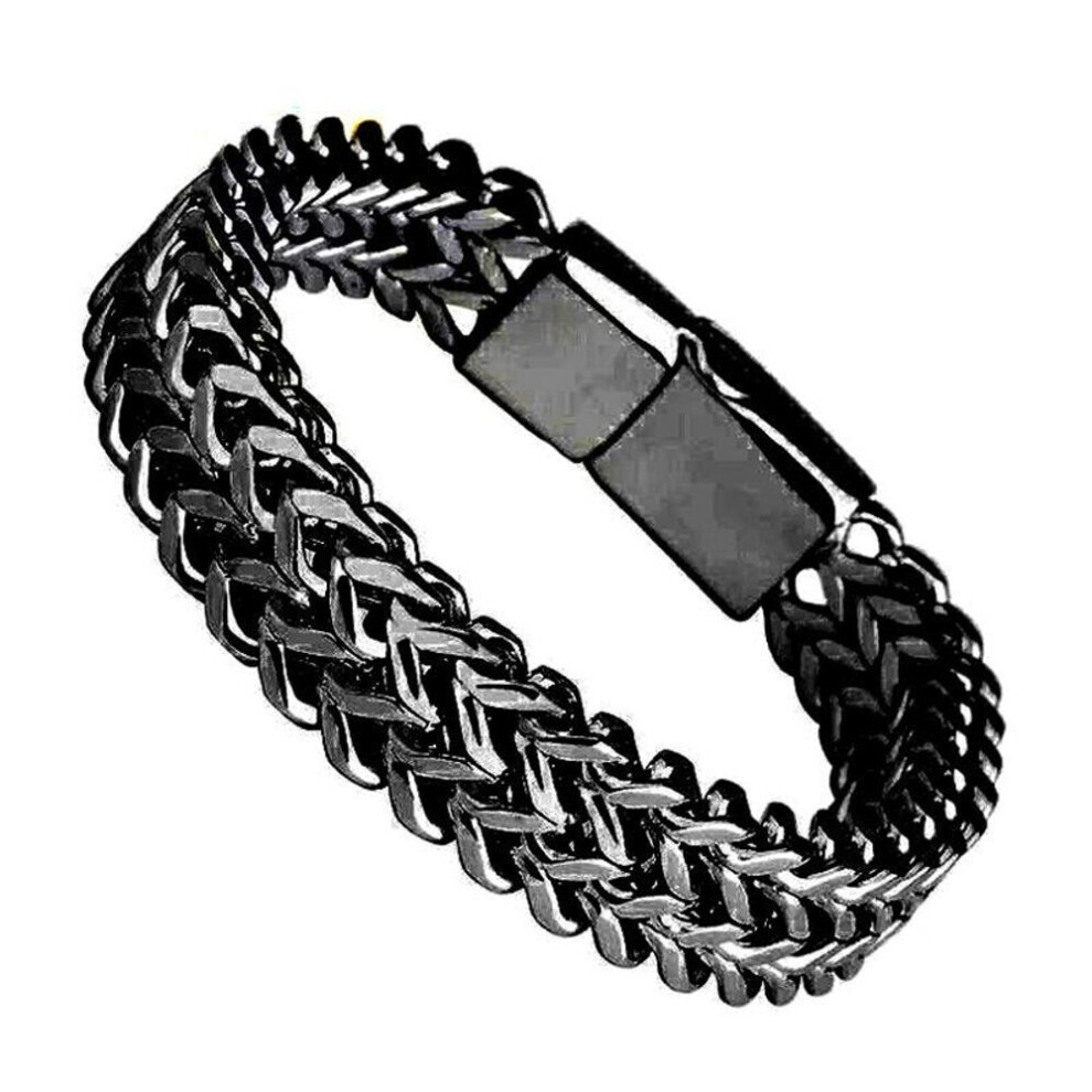 (Noir - 19 cm) Bracelet en acier inoxydable pour homme, accessoires 2023, bracelet à breloques tendance