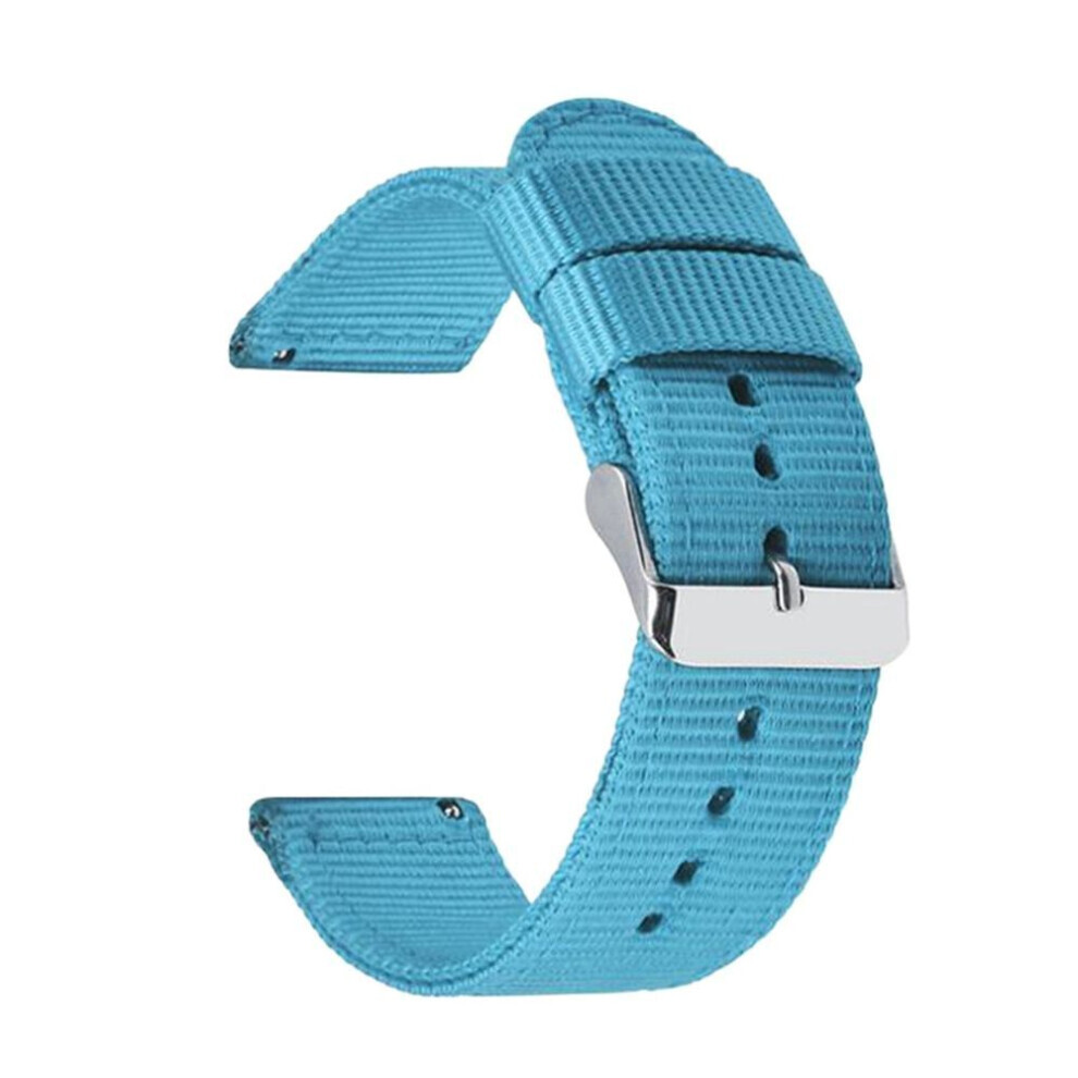 Bracelet de montre en toile de nylon bleu clair (20 mm) pour homme, à dégagement rapide, 18-24 mm